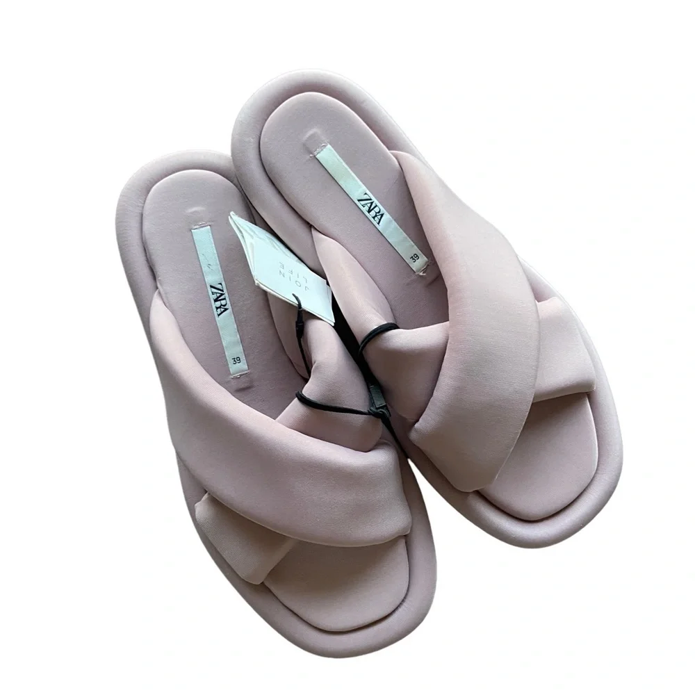 Zara Puff Slides Crisscrossed Sandals - Picture 10 of 13